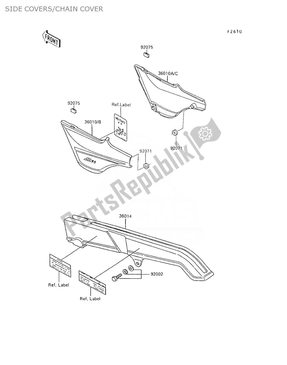 Todas as partes de Side Covers/chain Cover do Kawasaki AR 80 1988