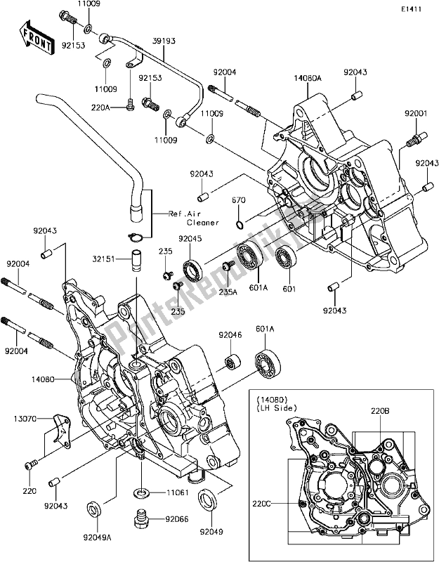 Todas as partes de B-14crankcase do Kawasaki BR 125 Z PRO 2017