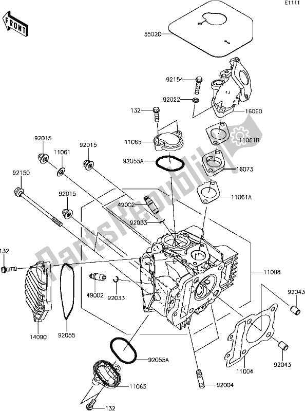 Toutes les pièces pour le B-3 Cylinder Head du Kawasaki BR 125 Z PRO 2017