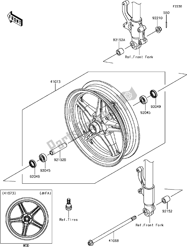 Alle onderdelen voor de D-10front Hub van de Kawasaki BR 125 Z PRO 2017