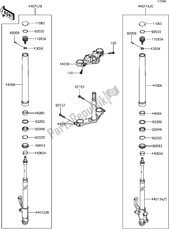 Alle onderdelen voor de E-6 Front Fork van de Kawasaki BR 125 Z PRO 2017