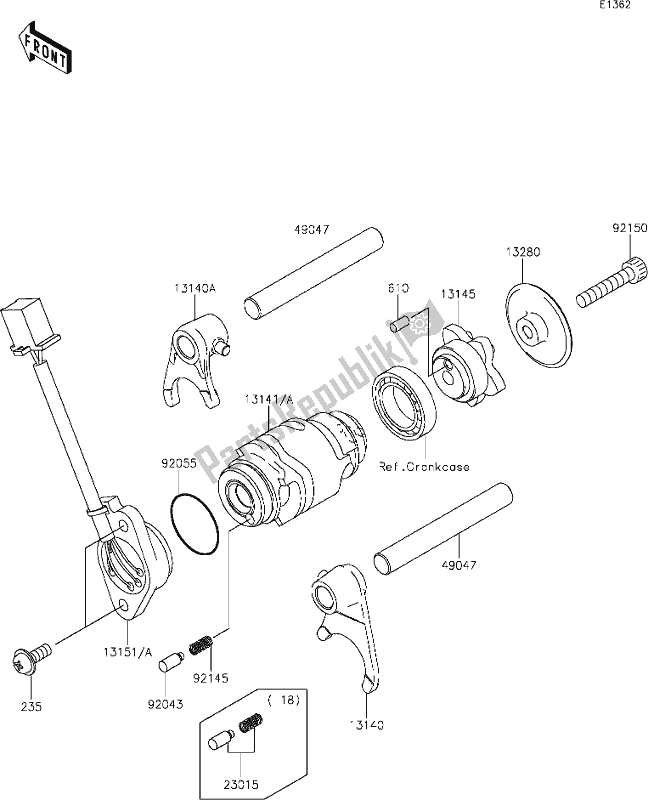 Alle onderdelen voor de 10 Gear Change Drum/shift Fork(s) van de Kawasaki BR 125 Z PRO 2019