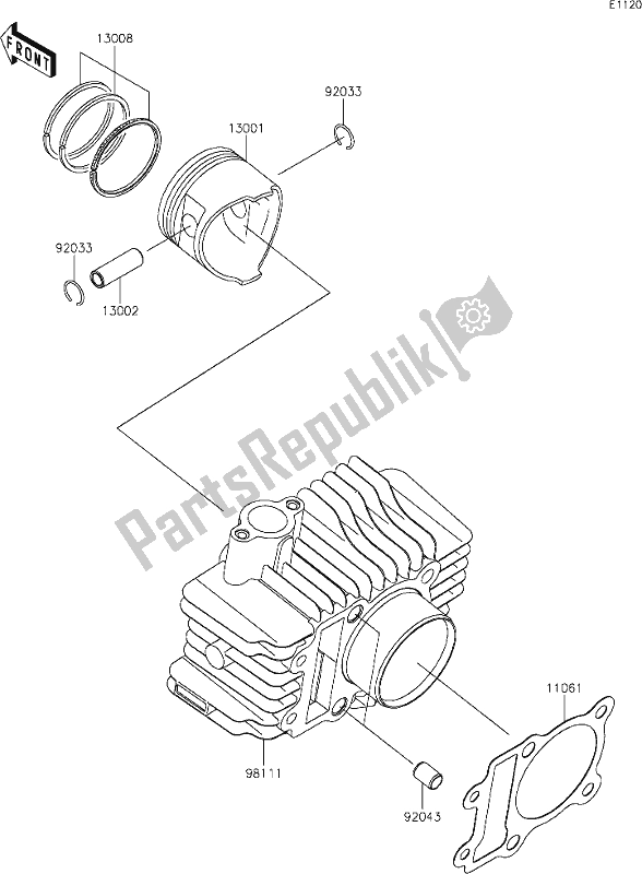 Todas as partes de 2 Cylinder/piston(s) do Kawasaki BR 125 Z PRO 2019