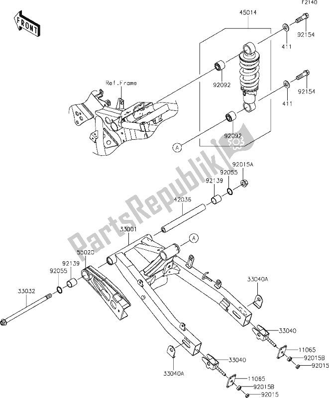 All parts for the 23 Swingarm/shock Absorber of the Kawasaki BR 125 Z PRO 2019