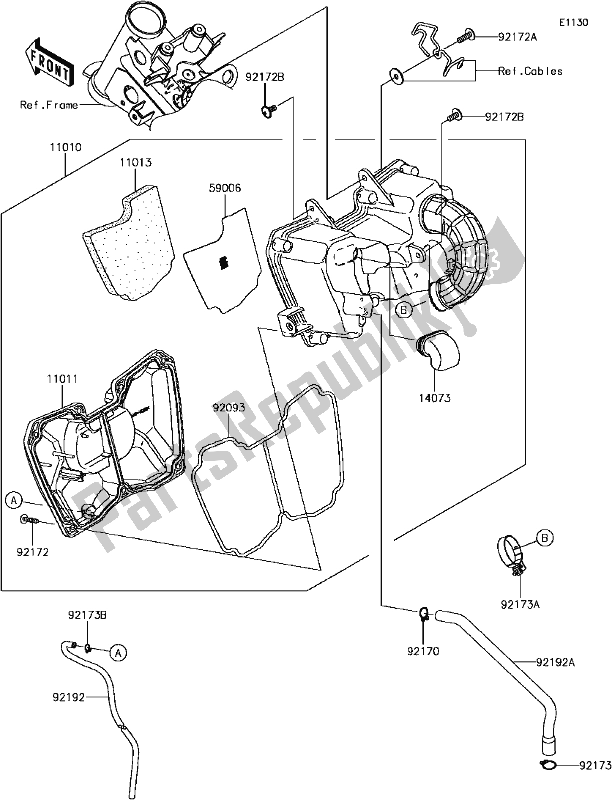 Alle onderdelen voor de B-5 Air Cleaner van de Kawasaki BR 125 Z PRO KRT 2017