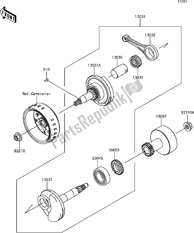 All parts for the B-9 Crankshaft of the Kawasaki BR 125 Z PRO KRT 2017