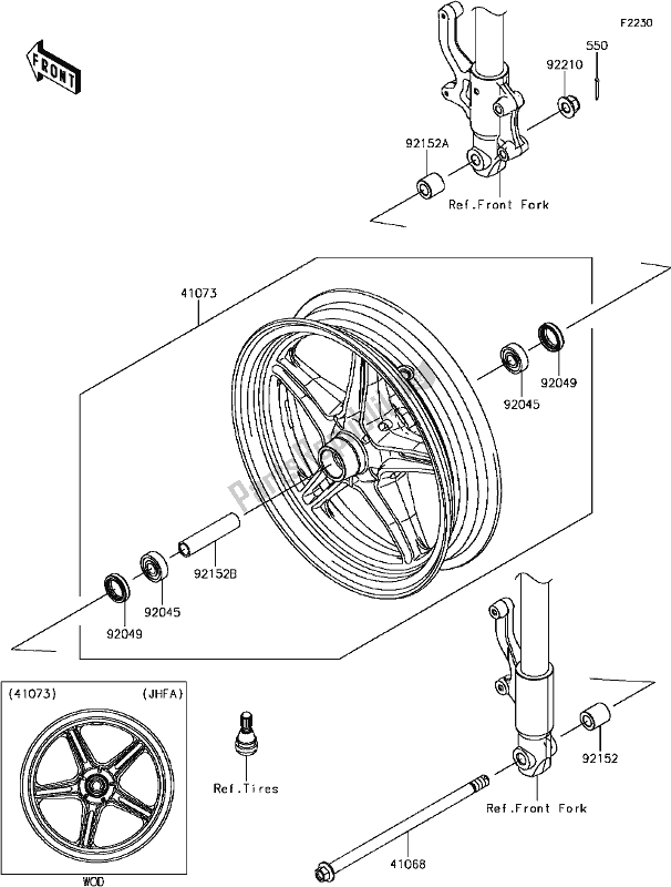 Toutes les pièces pour le D-10front Hub du Kawasaki BR 125 Z PRO KRT 2017