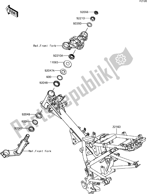 All parts for the D-3 Frame of the Kawasaki BR 125 Z PRO KRT 2017