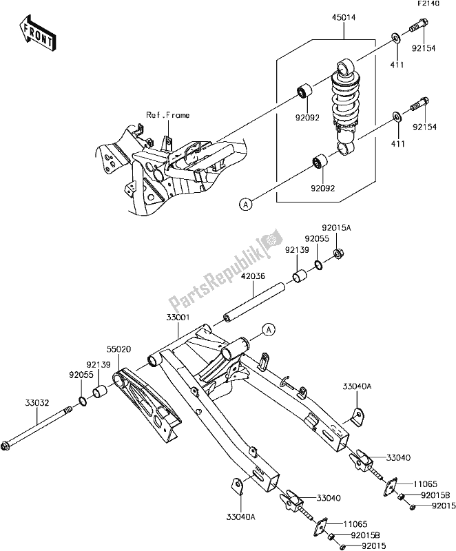 All parts for the D-5 Swingarm/shock Absorber of the Kawasaki BR 125 Z PRO KRT 2017