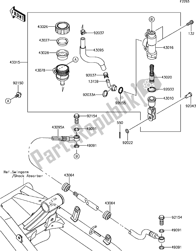 Todas as partes de E-3 Rear Master Cylinder do Kawasaki BR 125 Z PRO KRT 2017