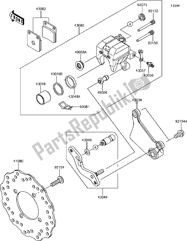 Todas as partes de E-4 Rear Brake do Kawasaki BR 125 Z PRO KRT 2017