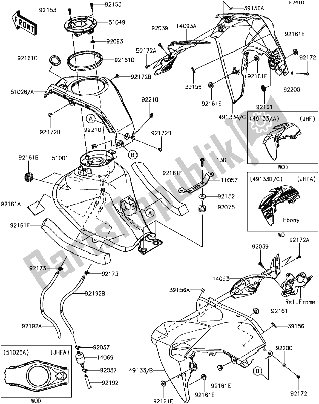 All parts for the E-7 Fuel Tank of the Kawasaki BR 125 Z PRO KRT 2017