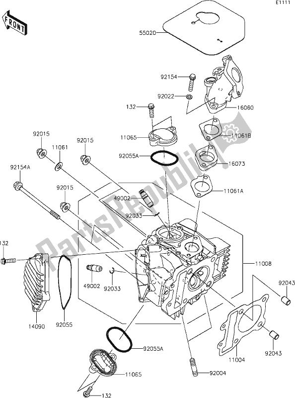 All parts for the 1 Cylinder Head of the Kawasaki BR 125 Z PRO KRT Replica 2018