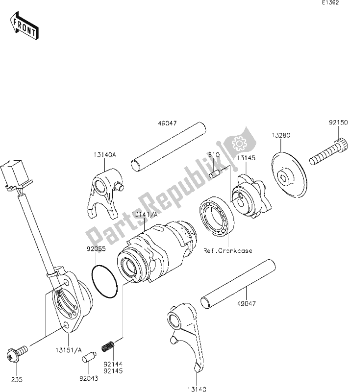 Todas as partes de 10 Gear Change Drum/shift Fork(s) do Kawasaki BR 125 Z PRO KRT Replica 2018