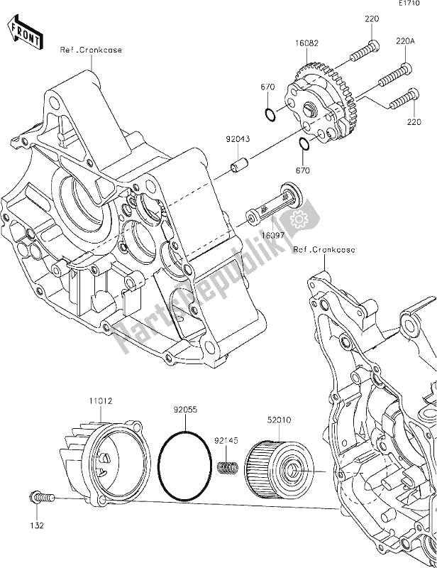 All parts for the 17 Oil Pump of the Kawasaki BR 125 Z PRO KRT Replica 2018