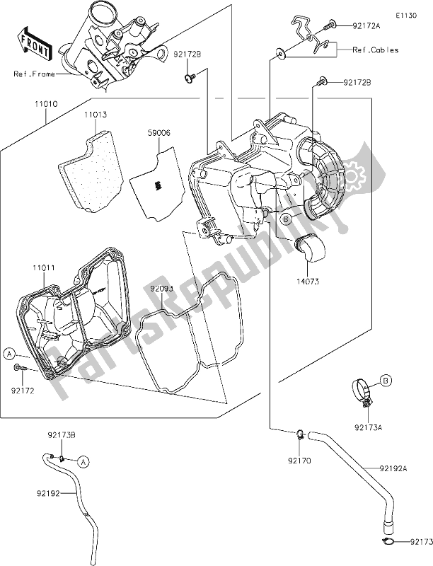 Alle onderdelen voor de 3 Air Cleaner van de Kawasaki BR 125 Z PRO KRT Replica 2018