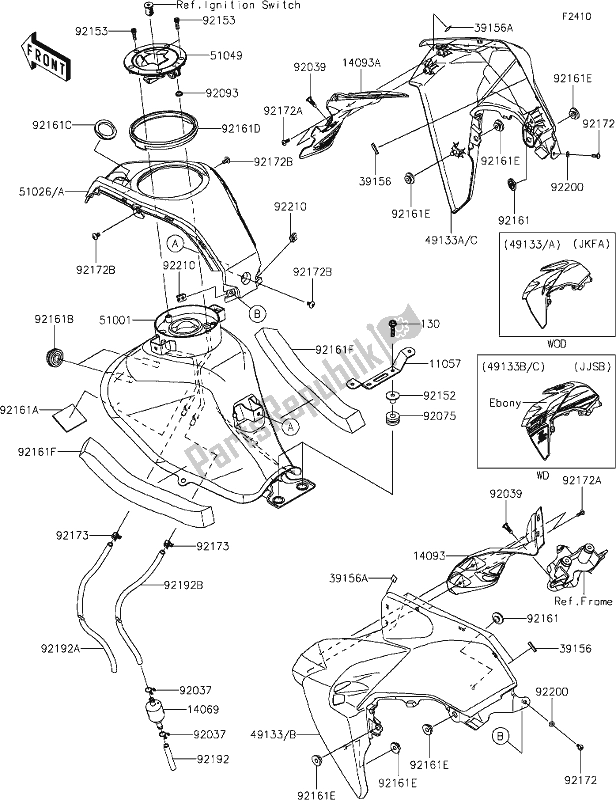Alle onderdelen voor de 37 Fuel Tank van de Kawasaki BR 125 Z PRO KRT Replica 2018