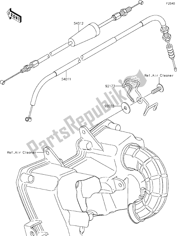 All parts for the 40 Cables of the Kawasaki BR 125 Z PRO KRT Replica 2018