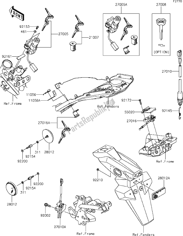 Alle onderdelen voor de 46 Ignition Switch van de Kawasaki BR 125 Z PRO KRT Replica 2018