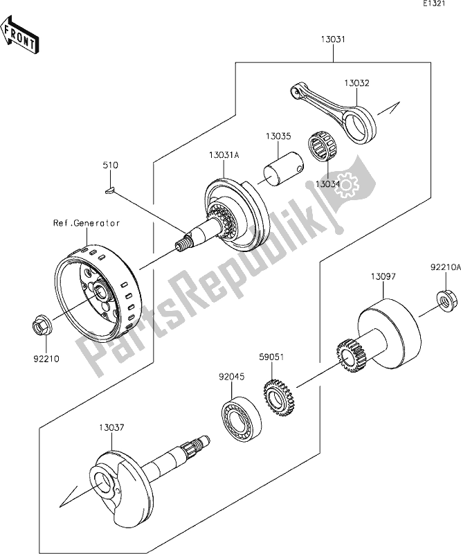 Wszystkie części do 7 Crankshaft Kawasaki BR 125 Z PRO KRT Replica 2018