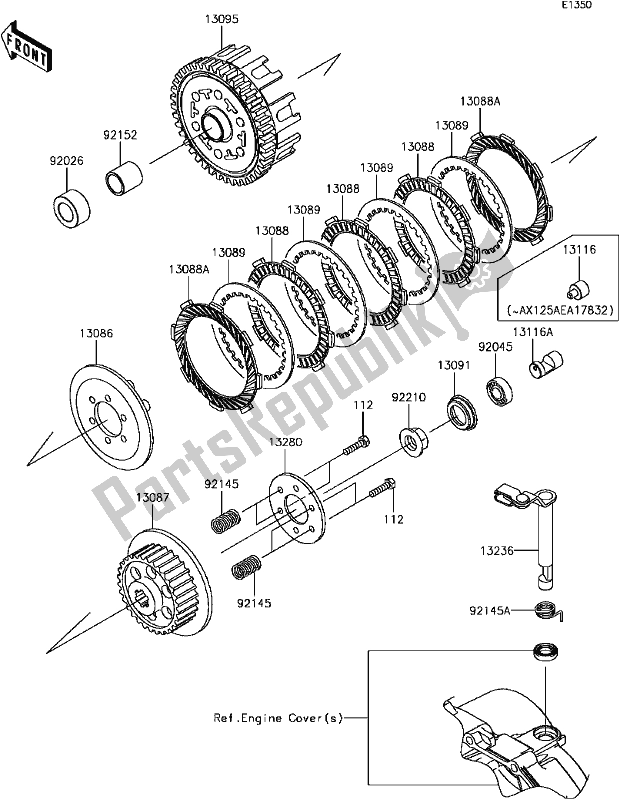 All parts for the B-10clutch of the Kawasaki BR 125 Z PRO KRT Replica 2018