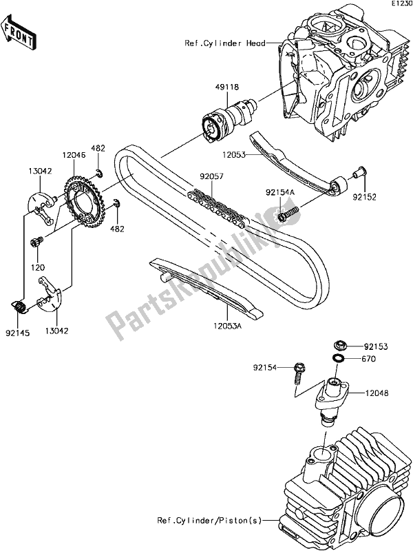 All parts for the B-8 Camshaft(s)/tensioner of the Kawasaki BR 125 Z PRO KRT Replica 2018