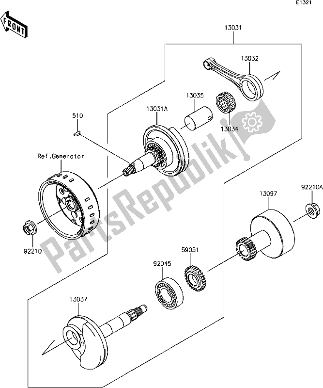 All parts for the B-9 Crankshaft of the Kawasaki BR 125 Z PRO KRT Replica 2018