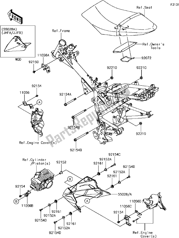 Todas as partes de D-4 Frame Fittings do Kawasaki BR 125 Z PRO KRT Replica 2018