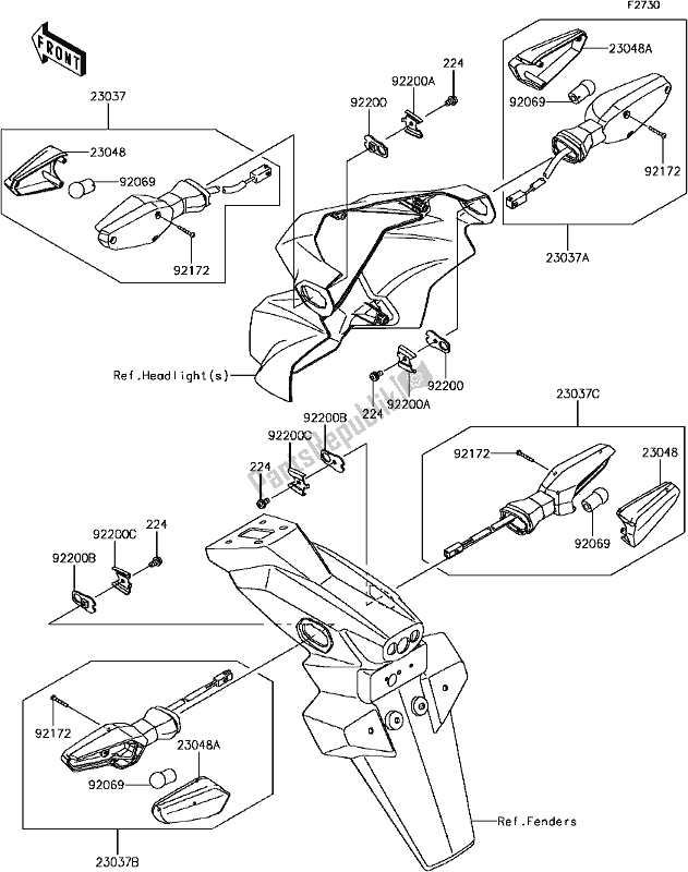 Tutte le parti per il E-14turn Signals del Kawasaki BR 125 Z PRO KRT Replica 2018