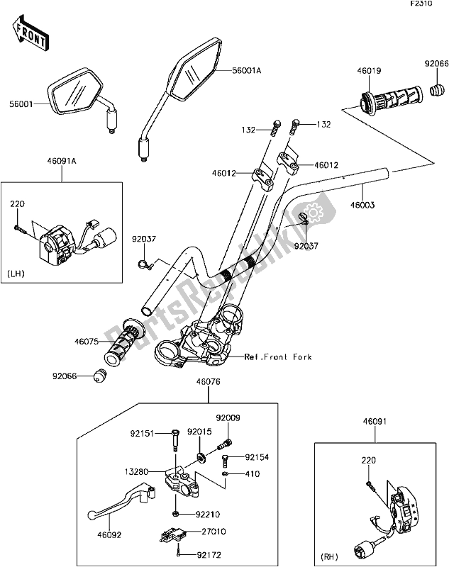 Tutte le parti per il E-5 Handlebar del Kawasaki BR 125 Z PRO KRT Replica 2018