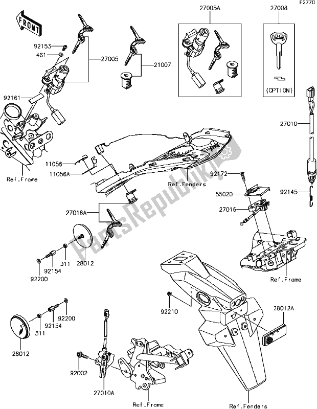 Todas as partes de F-4 Ignition Switch do Kawasaki BR 125 Z PRO KRT Replica 2018