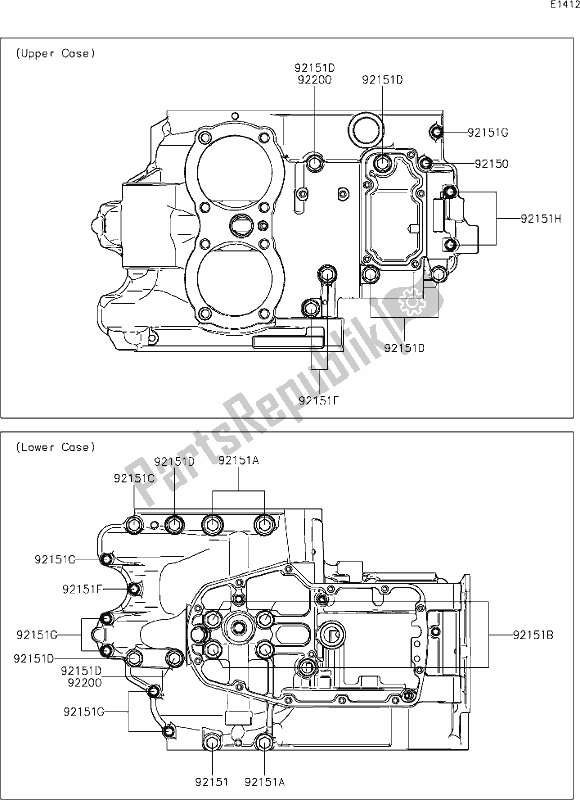 All parts for the 15 Crankcase Bolt Pattern of the Kawasaki EJ 800 W Cafe 2019