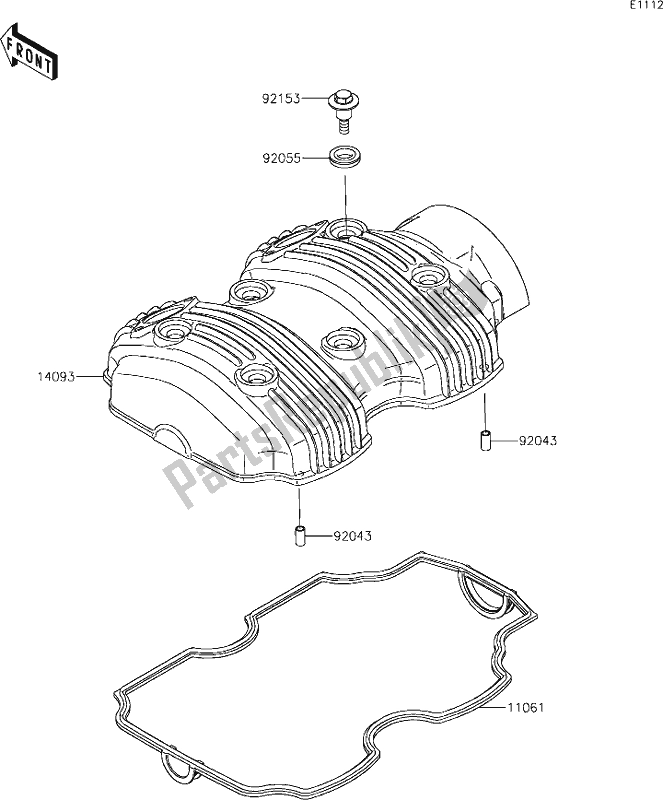 All parts for the 2 Cylinder Head Cover of the Kawasaki EJ 800 W Cafe 2019