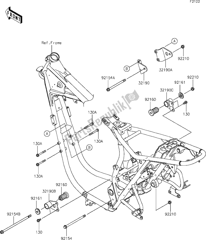 All parts for the 28 Engine Mount of the Kawasaki EJ 800 W Cafe 2019