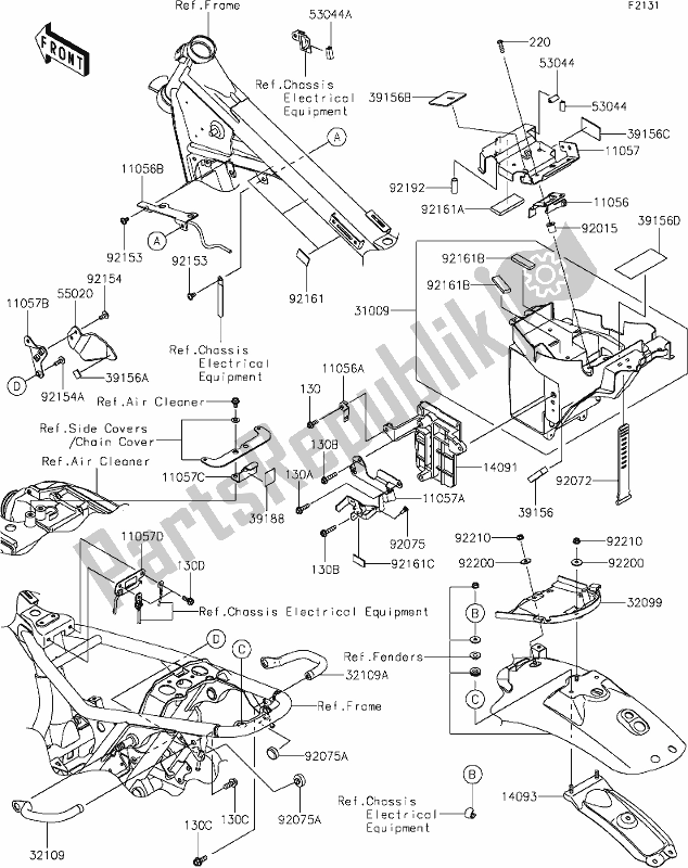 All parts for the 29 Frame Fittings of the Kawasaki EJ 800 W Cafe 2019