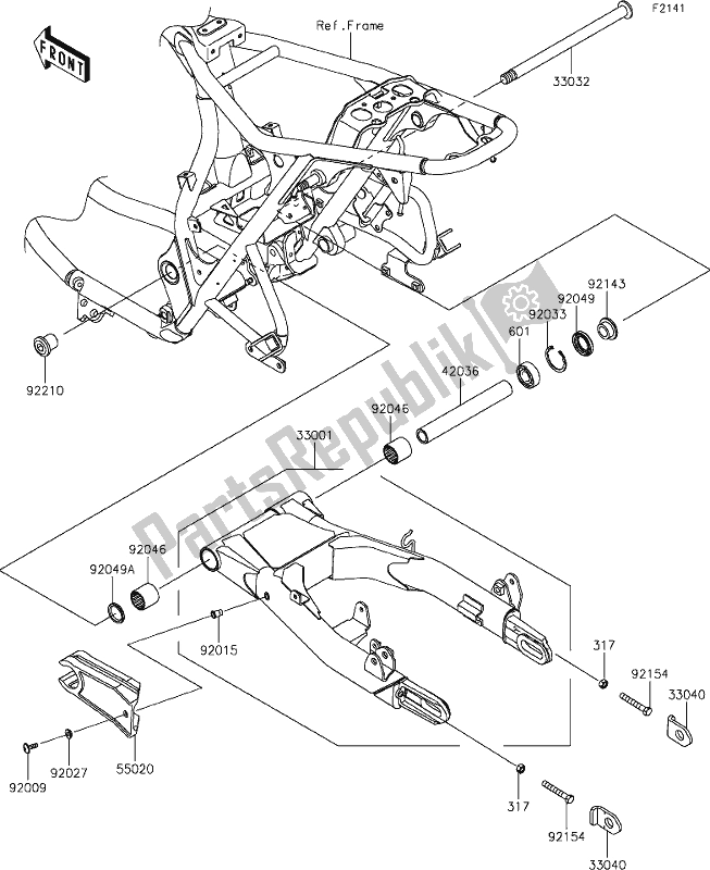 All parts for the 30 Swingarm of the Kawasaki EJ 800 W Cafe 2019