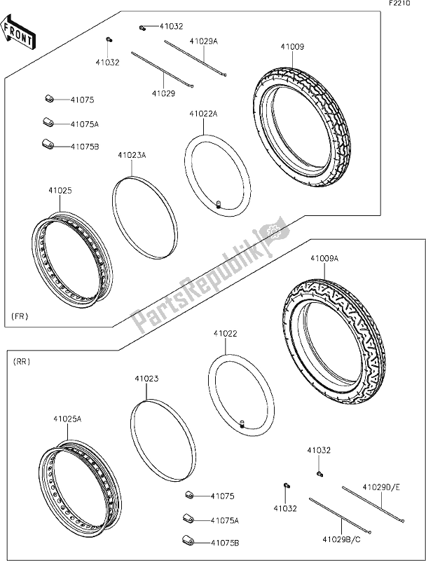 All parts for the 35 Tires of the Kawasaki EJ 800 W Cafe 2019