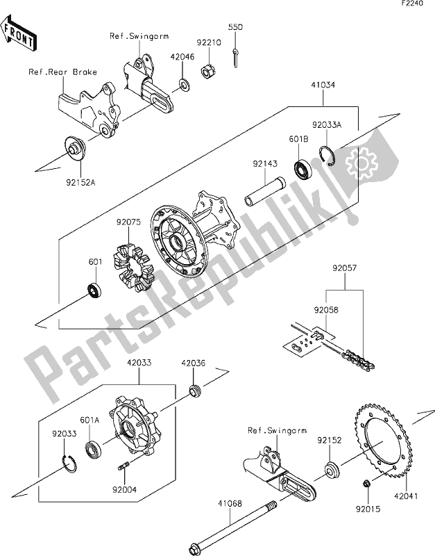 All parts for the 37 Rear Hub of the Kawasaki EJ 800 W Cafe 2019