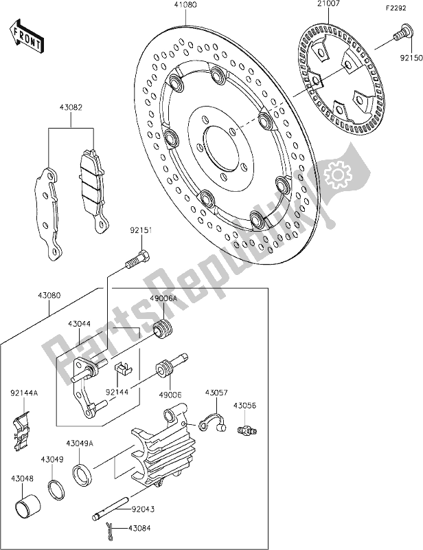 All parts for the 41 Front Brake of the Kawasaki EJ 800 W Cafe 2019