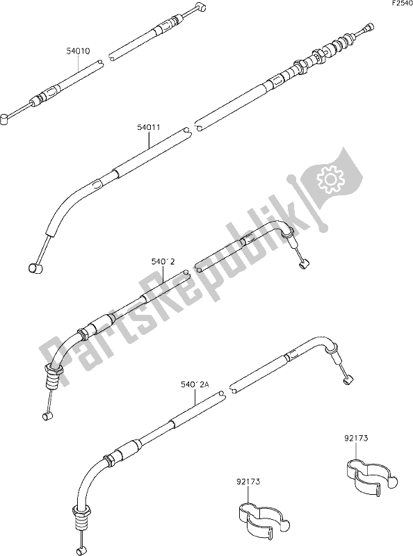 All parts for the 49 Cables of the Kawasaki EJ 800 W Cafe 2019