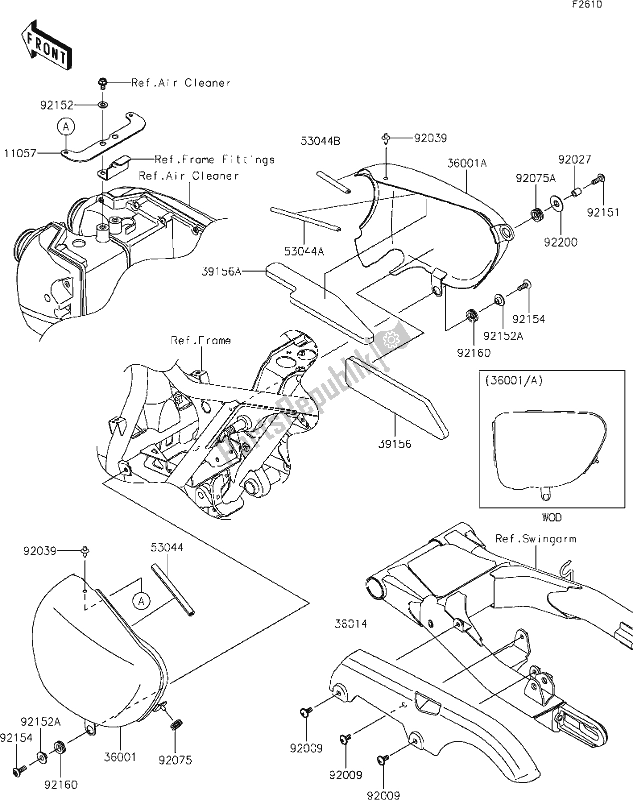 Todas as partes de 50 Side Covers/chain Cover do Kawasaki EJ 800 W Cafe 2019