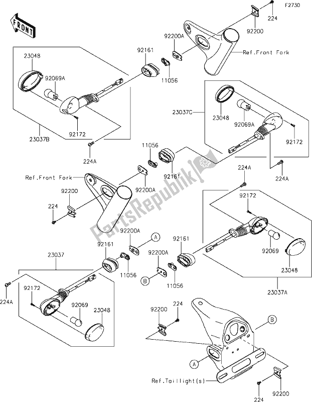 All parts for the 53 Turn Signals of the Kawasaki EJ 800 W Cafe 2019