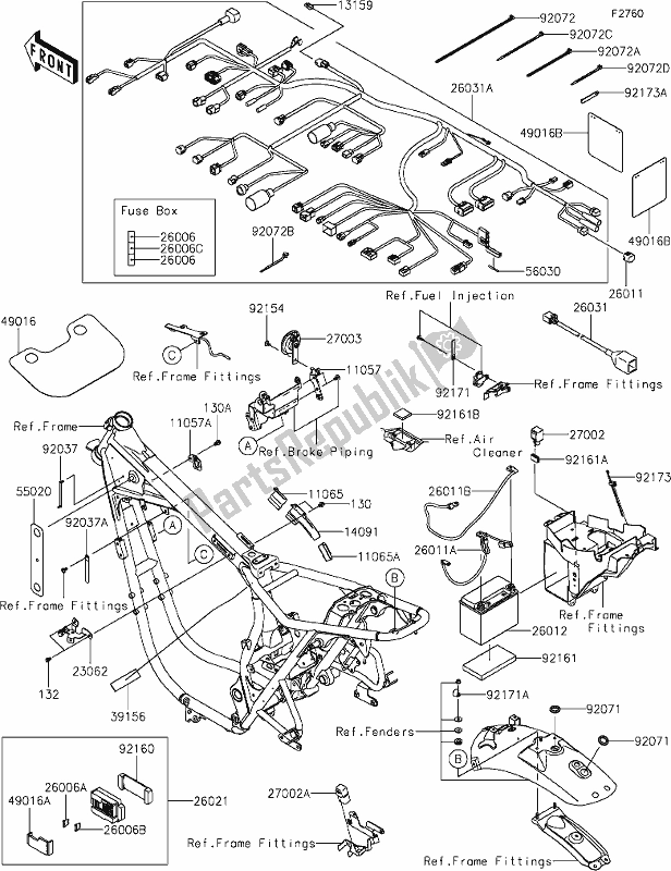 All parts for the 54 Chassis Electrical Equipment of the Kawasaki EJ 800 W Cafe 2019