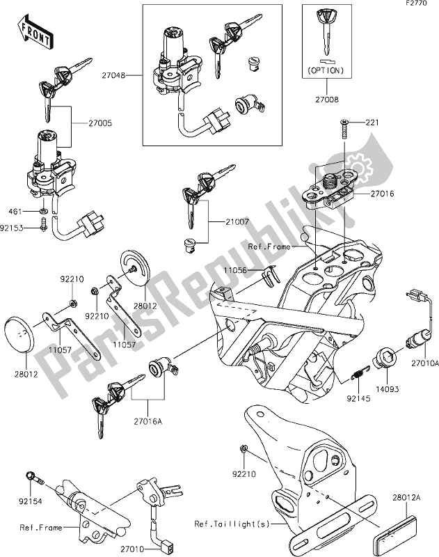 All parts for the 55 Ignition Switch of the Kawasaki EJ 800 W Cafe 2019