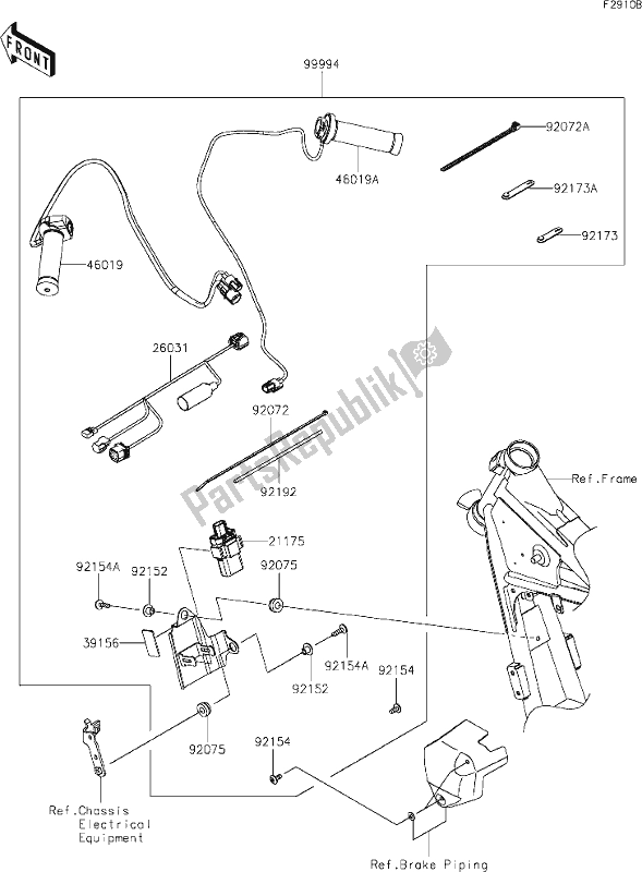 Alle onderdelen voor de 62 Accessory(grip Heater) van de Kawasaki EJ 800 W Cafe 2019