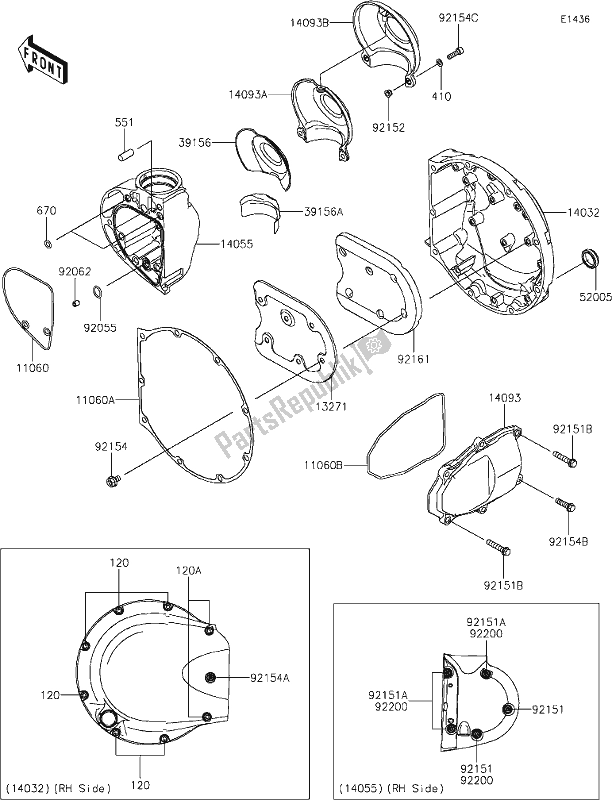 Tutte le parti per il 18 Right Engine Cover(s) del Kawasaki EJ 800 W Street 2020