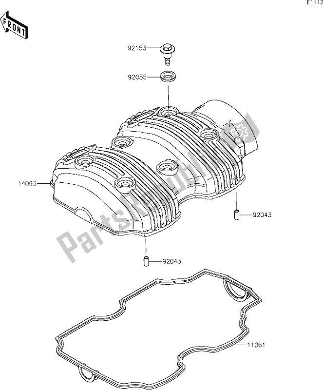 Tutte le parti per il 2 Cylinder Head Cover del Kawasaki EJ 800 W Street 2020