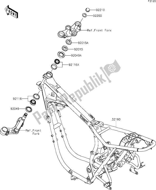 Tutte le parti per il 27 Frame del Kawasaki EJ 800 W Street 2020