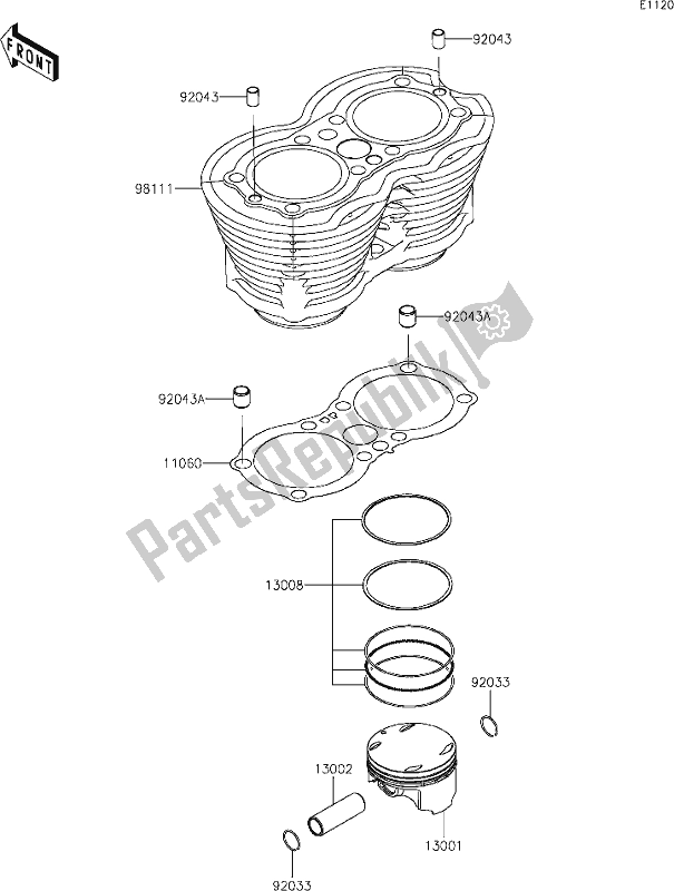 Tutte le parti per il 3 Cylinder/piston(s) del Kawasaki EJ 800 W Street 2020