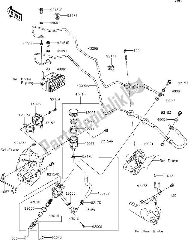 Tutte le parti per il 42 Rear Master Cylinder del Kawasaki EJ 800 W Street 2020